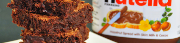 Nutella Fudge Brownies with Chopped Pecans.
