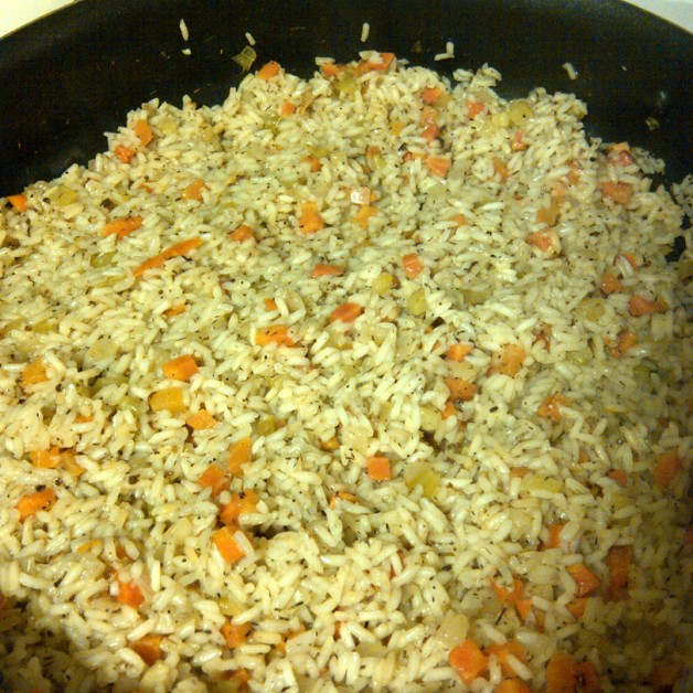The best easy Rice Pilaf side dish recipe made at the New York Wine and Culinary Center during a cooking class