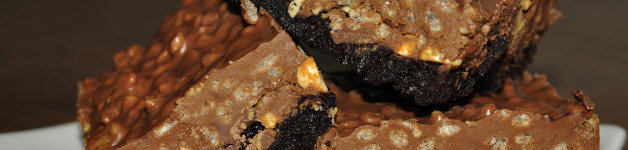 Peanut Butter Cup Crunch Brownies made with Pillsbury Dark Chocolate Mix
