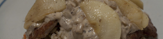 Pork tenderloin with apple brandy sauce made at the New York Wine and Culinary Center on Valentine's Day