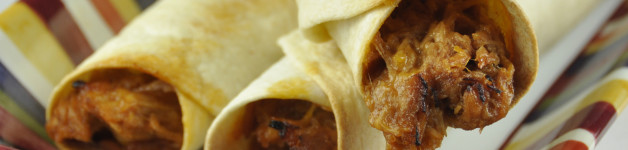 Baked Pork Flautas in flour tortillas using leftover pulled pork