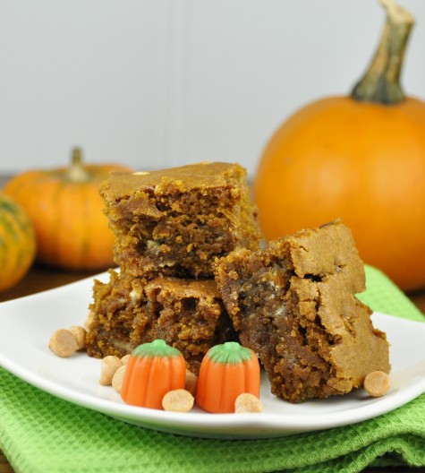 Pumpkin Blondies Recipe made with butterscotch and white chocolate chips