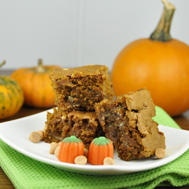 Pumpkin Blondies Recipe made with butterscotch and white chocolate chips