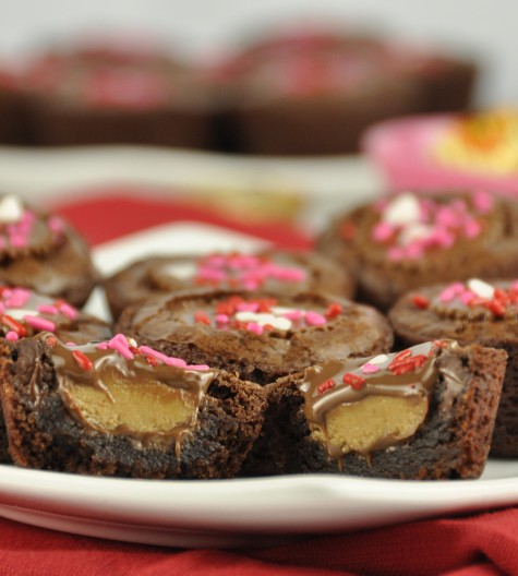 Peanut Butter Cup Brownie Bites with Valentine's Day Sprinkles.