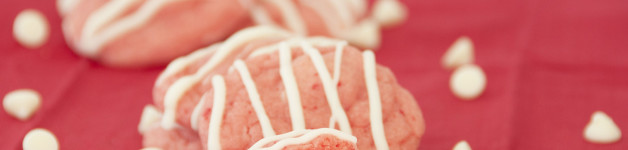 Strawberry Cookies with White Chocolate Drizzle. Perfect for Valentine's Day!
