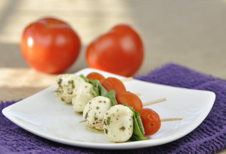 Caprese on a Stick. Caprese salad on toothpicks.