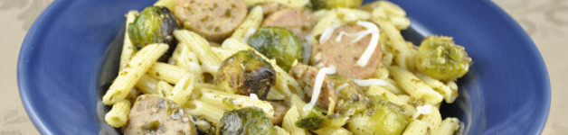 Pesto Pasta with Chicken Sausage & Roasted Brussels Sprouts Recipe