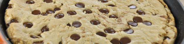 Dark Chocolate Chip Skillet Cookie Recipe. A giant chocolate chip cookie that is perfect to serve to company or dinner guests.