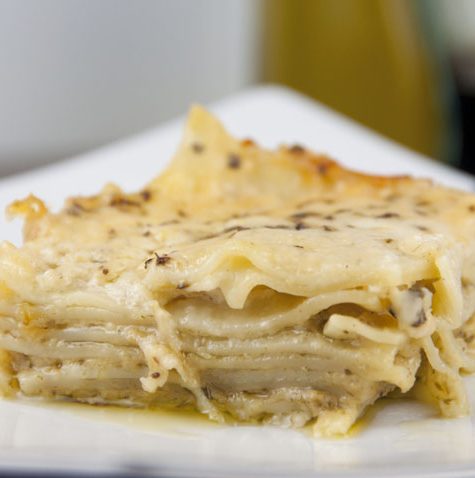 Pesto Lasagna Recipe made with Bechamel sauce. Great for a side dish or vegetarian main course dinner!