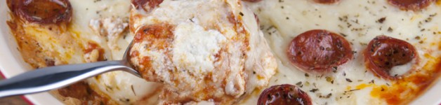 Cheese + Pepperoni Pizza Dip Appetizer Recipe for a party or holiday.