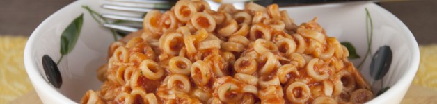 Cheesy Homemade SpaghettiOs Recipe where you can add chicken to make it a dinner with protein.