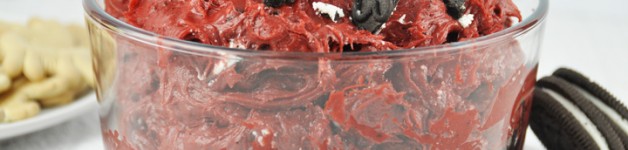 Red Velvet Oreo Cookie Dip Recipe for Valentine's Day or Christmas holiday. Dessert dip or Party Dip.