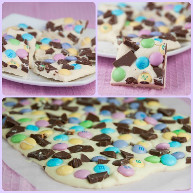 Easter Bunny Bark is a great holiday dessert recipe with melted white chocolate and Easter candy.