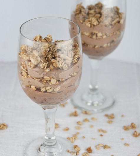 Chocolate Almond Butter Yogurt Granola Parfaits Recipe makes a healthy breakfast or skinny dessert.
