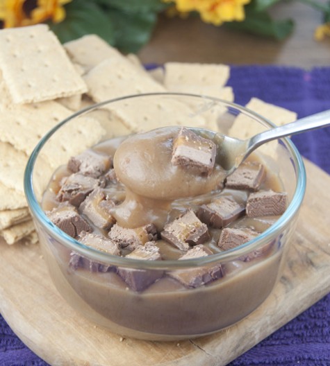 This Milky Way dip is the perfect sweet appetizer to feed a crowd! Make this with leftover candy you have laying around as an easy dessert for any party.