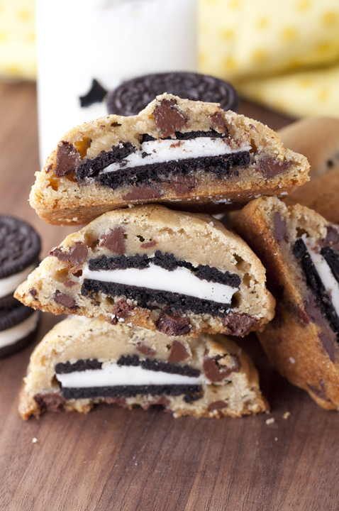 Oreo Stuffed Chocolate Chip Cookies | Wishes and Dishes