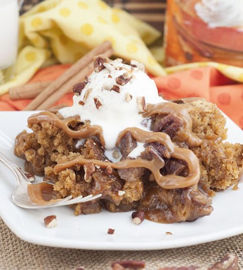 Pumpkin Pecan Cobbler recipe is a rich, easy alternative to traditional pumpkin or pecan pie and is the perfect dessert for fall holiday baking season!