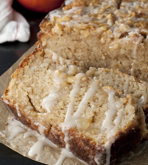 Caramel-Glazed Country Apple Fritter Bread recipe is a moist, sweet, delicious cake-like bread loaded with apple chunks and swirled with cinnamon sugar. This is the perfect fall breakfast or dessert!