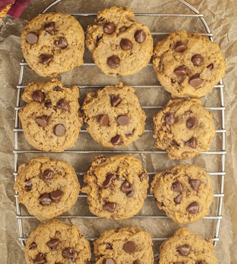 Soft Batch Chocolate Chip Pumpkin Cookies are where perfectly spiced pumpkin pie meets chocolate chip cookies and you will love the result! This is a great fall dessert recipe idea to whip up when you're in a hurry!