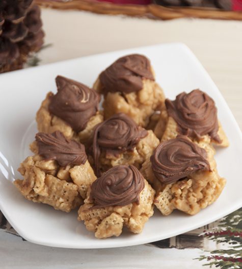 Chocolate Chex Scotcheroos are a simple, gluten free dessert recipe similar to Rice Krispies treats and made with peanut butter, chocolate, and butterscotch chips!