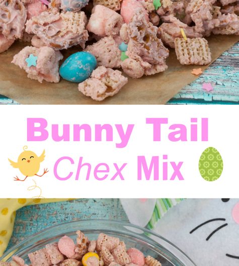 Easter Bunny Tail Chex Mix recipe, or "Easter Crack", is the cutest Easter or spring treat and so quick and easy that kids can help make it!