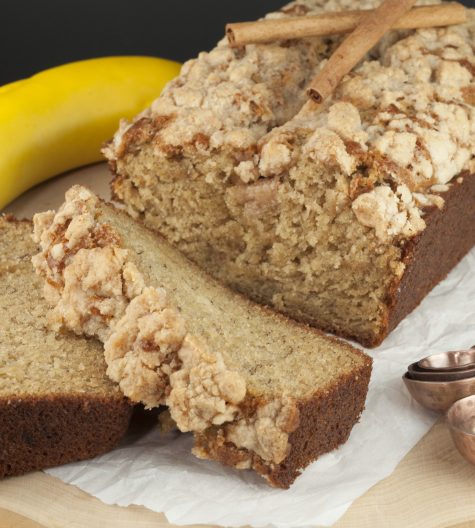 Flavorful Cinnamon Crumb Banana Bread is a quick bread recipe with swirls of buttery cinnamon sugar throughout. This is great for breakfast, brunch, or dessert and is out of this world!