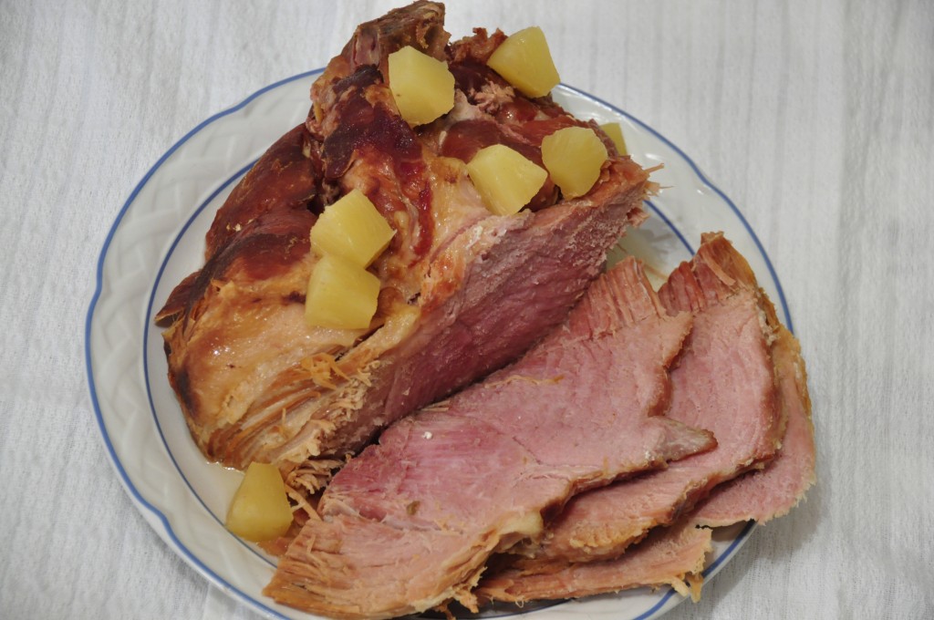 Slow Cooker Crock Pot Holiday Ham with Pineapple, Brown Sugar, and Sprite.