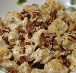Sweet Potato Gnocchi with Sage Cream Sauce and Toasted Pecans