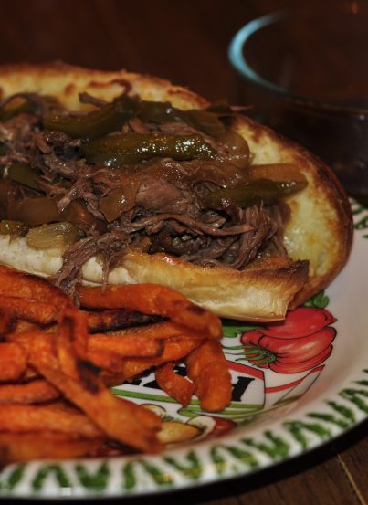 Crock Pot Slow Cooker French Dip Sandwich recipe that is quick and easy for a weeknight meal.