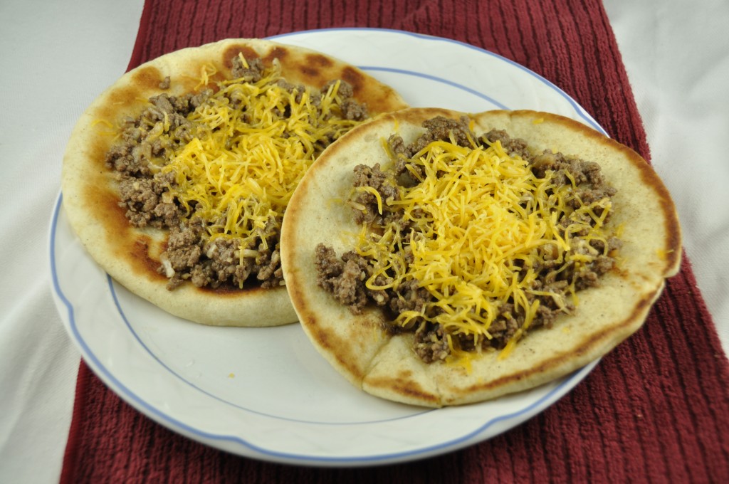 Cheeseburger Flatbread Melts. Variation of tacos and sloppy joes.