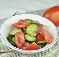 Tomato, Onion and Cucumber Salad made by Rachael Ray on the Food Network.