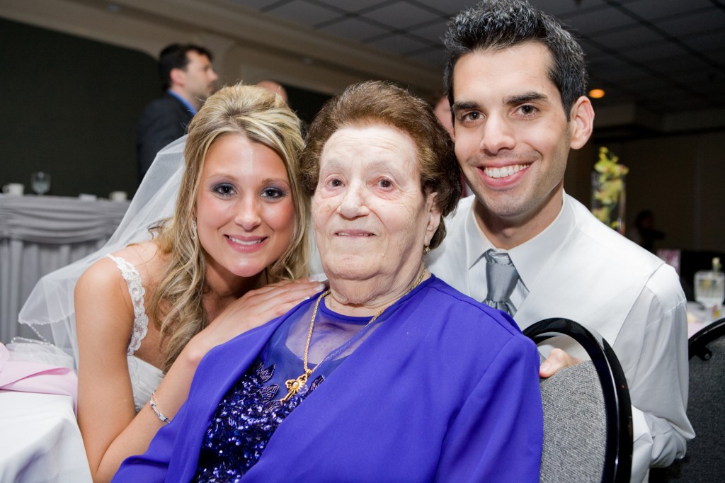 Grandma with us at our wedding reception at Burgundy Basin Inn, Rochester NY.