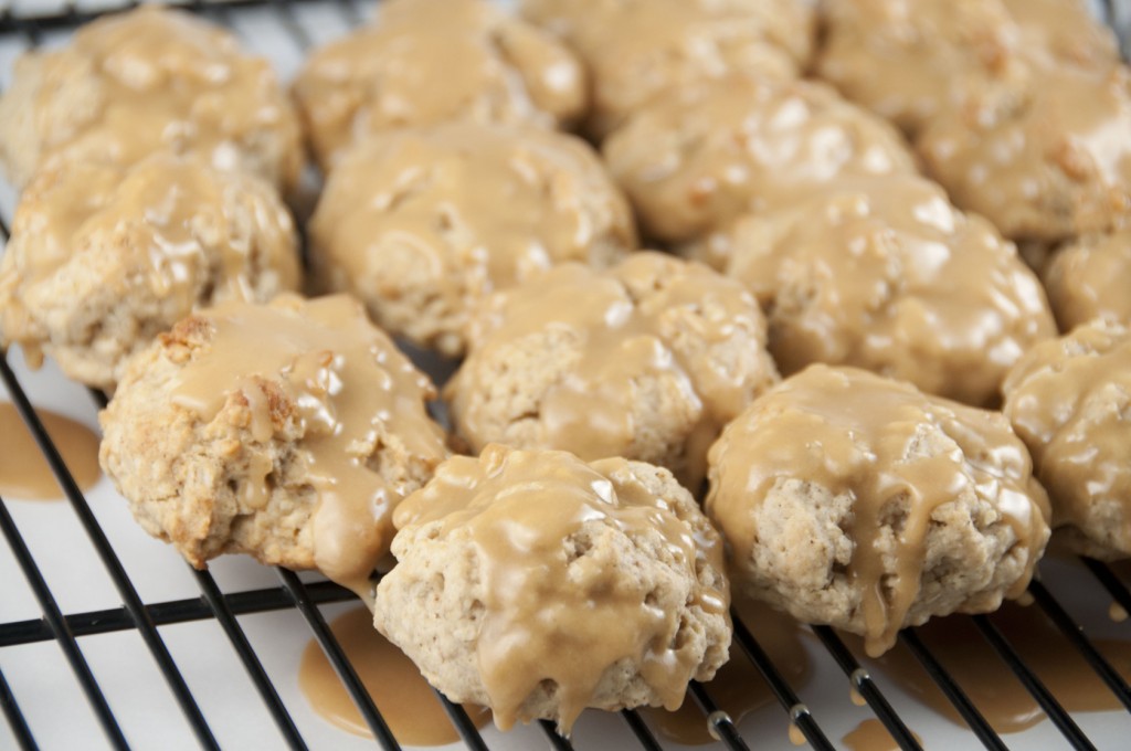 Biscoff-Glazed Soft Oatmeal Cookies. These are made with Greek Yogurt and the biscoff glaze is incredible!  