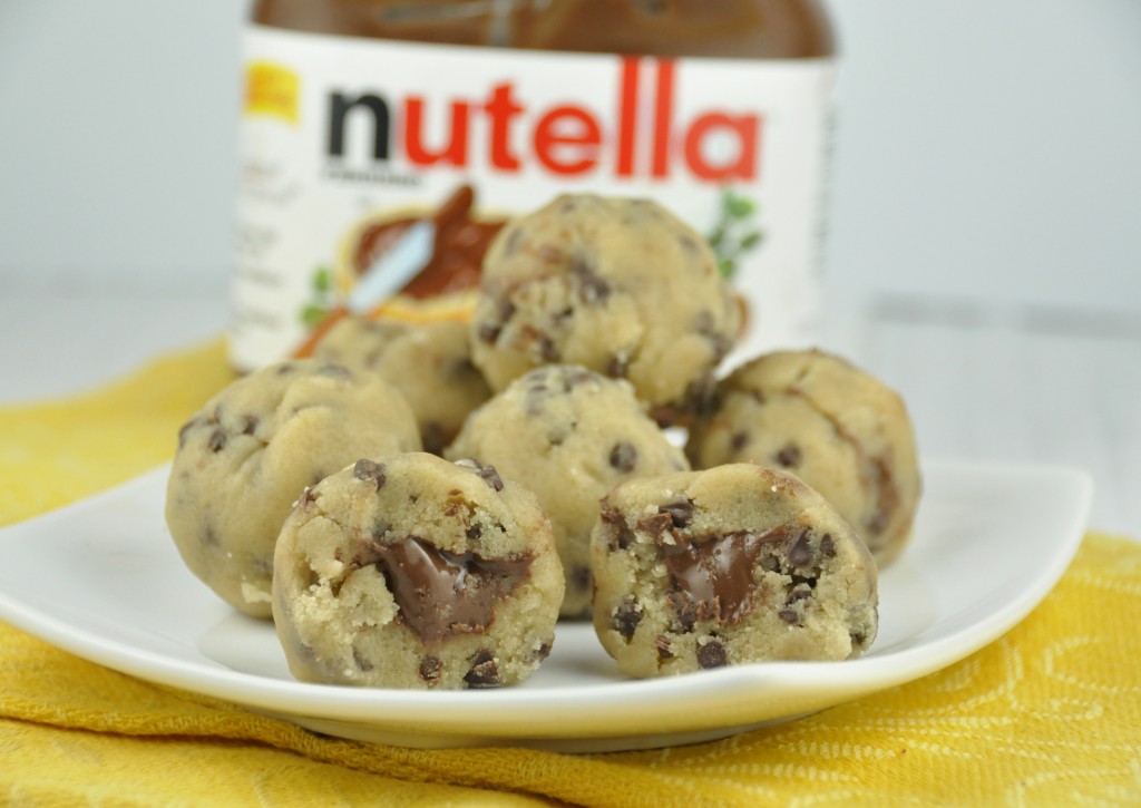 No Bake Stuffed Cookie Dough Bites stuffed with Nutella