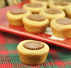 Peanut Butter Cup Cookies made with Reese's Peanut Butter Cups for Christmas
