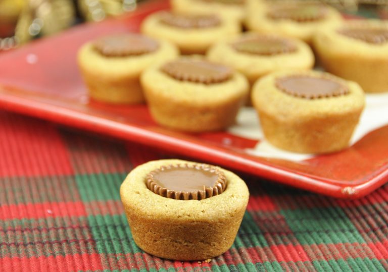 Peanut Butter Cup Cookies made with Reese's Peanut Butter Cups for Christmas