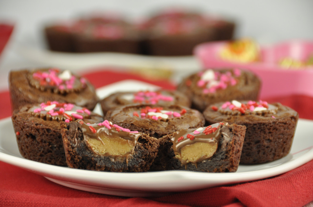 Peanut Butter Cup Brownie Bites with Valentine's Day Sprinkles.