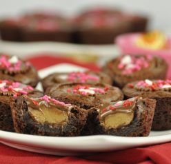 Peanut Butter Cup Brownie Bites with Valentine's Day Sprinkles.