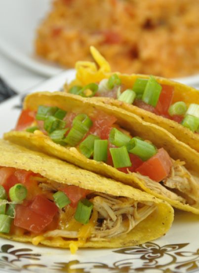 Slow Cooker Chicken Tacos recipe made in the crock pot for Mexican food night