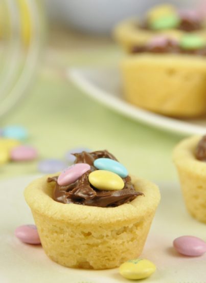 M&M Nutella Cookie Cups for Easter or Spring