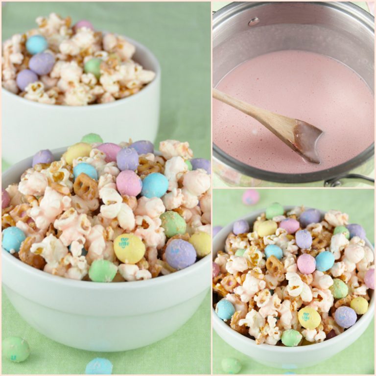 Easy Salted Caramel Easter Popcorn recipe for spring!