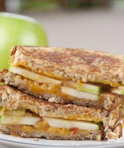 Caramel Apple Grilled Cheese Recipe for National Grilled Cheese Month in April