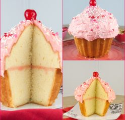 A Giant Cupcake recipe is too much fun for any holiday! This is a show-stopper dessert for your Valentine!