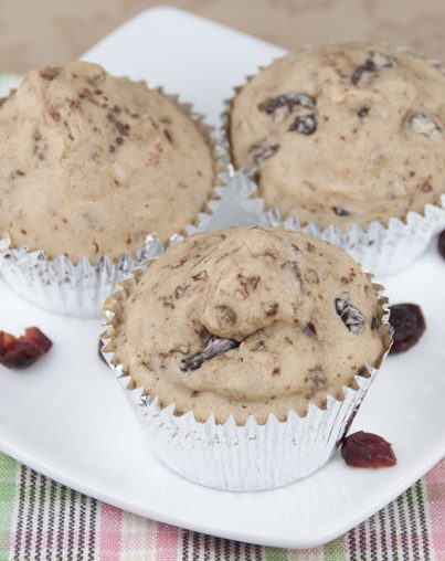 Loaded Pancake Muffins Recipe with chocolate chips, cranberries, and walnutsfor Breakfast or brunch