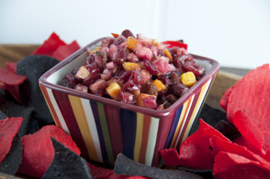 Mango, Pineapple & Cranberry Salsa with Lime and Cilantro Recipe.  Great for summer parties!