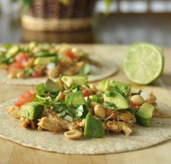 Peanut /Thai /Asian Chicken Tacos recipe made in the crock pot or slow cooker