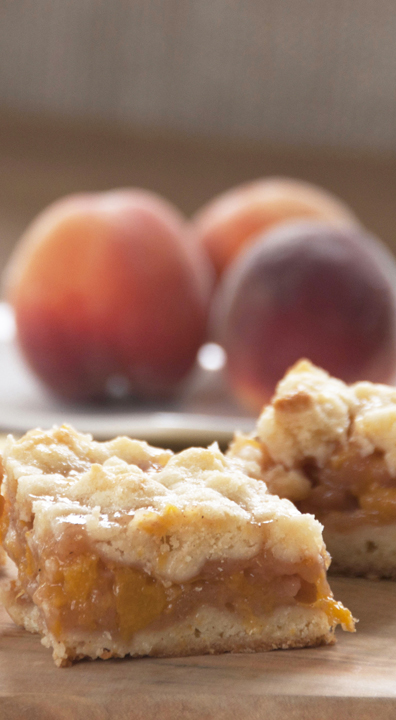 Easy Peach Crumb Bars recipe made with fresh peaches from my peach tree and made into the best summer dessert bars ever!