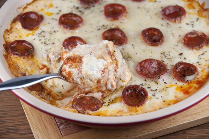 Cheese + Pepperoni Pizza Dip Appetizer Recipe for a party or holiday. 