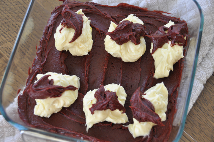 Red-Velvet-Cheesecake-Swirl-Brownie-Recipe. Perfect dessert for Valentine's Day or Christmas.