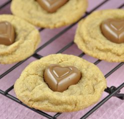 Chocolate Heart Biscoff Cookies Recipe for Valentine's day. Made with Dove chocolates or Hershey's heart shaped chocolates.